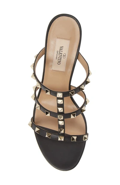 Shop Valentino Rockstud Slide Sandal In 0no Nero/ Gold