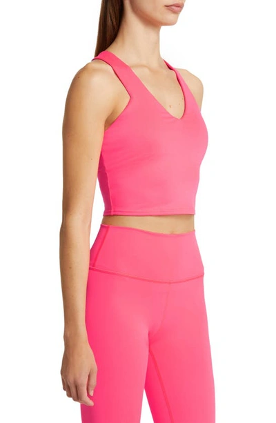 Shop Alo Yoga Real Sports Bra In Fluorescent Pink Coral