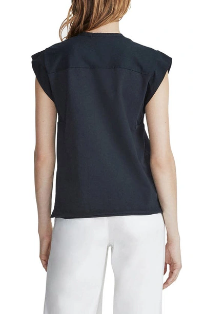 Rag & Bone Mixed Media Muscle Tee In Navy