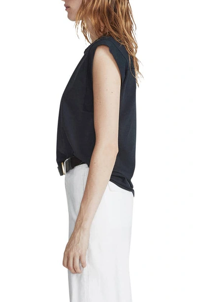 Rag & Bone Mixed Media Muscle Tee In Navy
