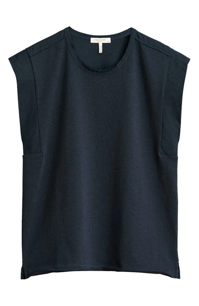 Rag & Bone Mixed Media Muscle Tee In Navy