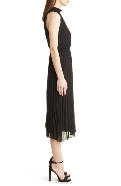 Shop Sam Edelman Smocked Plissé Midi Dress In Black