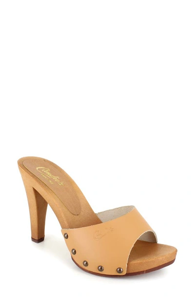 Shop Candies Antonella Slide Sandal In Tan Leather