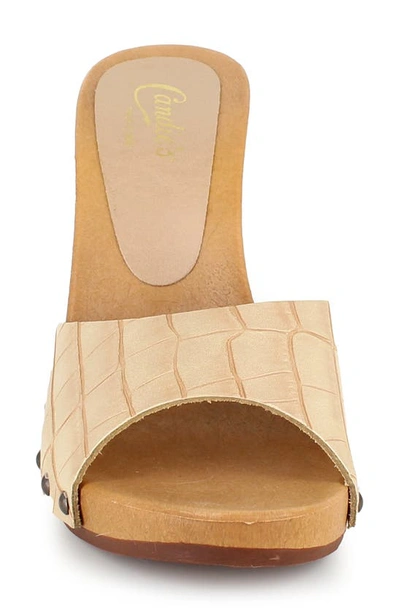 Shop Candies Antonella Slide Sandal In Beige Croco