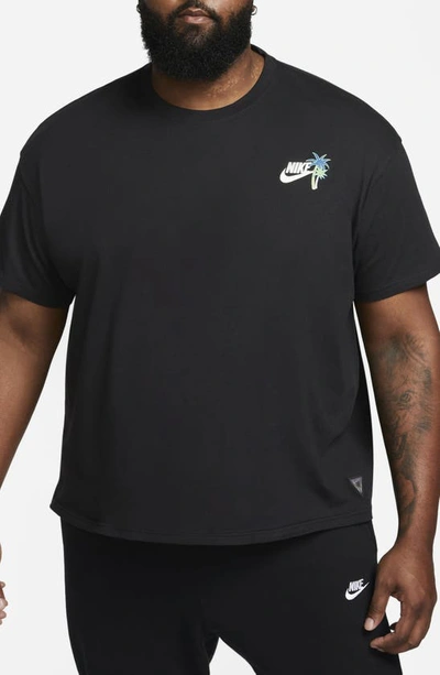 Shop Nike Beach Party Cotton Graphic T-shirt In Black