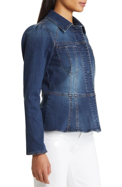 Wit & Wisdom Peplum Denim Jacket In Blue