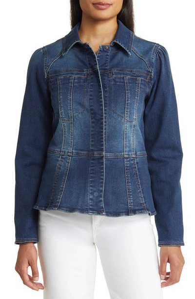 Wit & Wisdom Peplum Denim Jacket In Blue