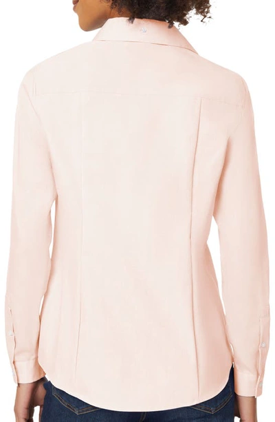 Shop Jones New York Solid Button-up Cotton Shirt In Rose