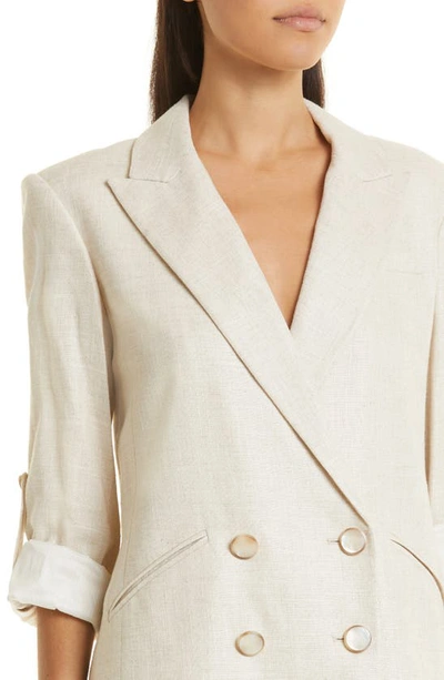 Shop Veronica Beard Parineti Tab Sleeve Linen Blend Jacket In Silver