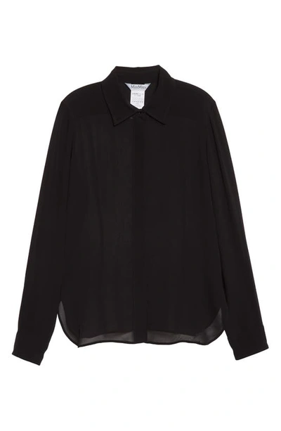 Shop Max Mara Manche Sheer Silk Button-up Blouse In Black