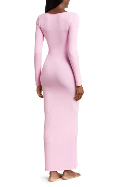 Shop Skims Soft Lounge Long Sleeve Dress In Cotton Candy
