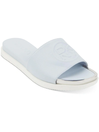Shop Dkny Baby  Womens Leather Slip On Slide Sandals In Blue
