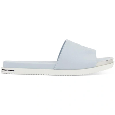 Shop Dkny Baby  Womens Leather Slip On Slide Sandals In Blue