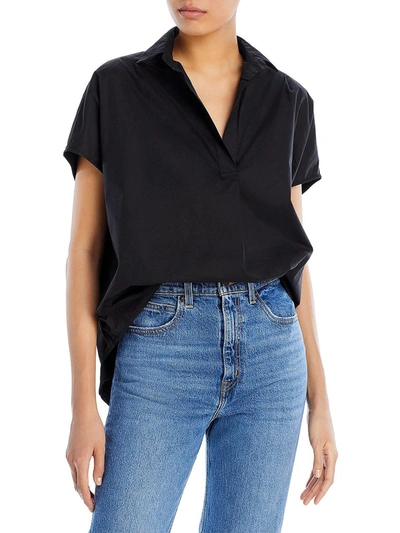 Shop French Connection Cele Rhodes Womens Cotton Point Collar Pullover Top In Black