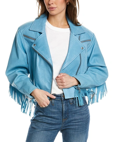 Shop Iro Marom Leather Jacket In Blue