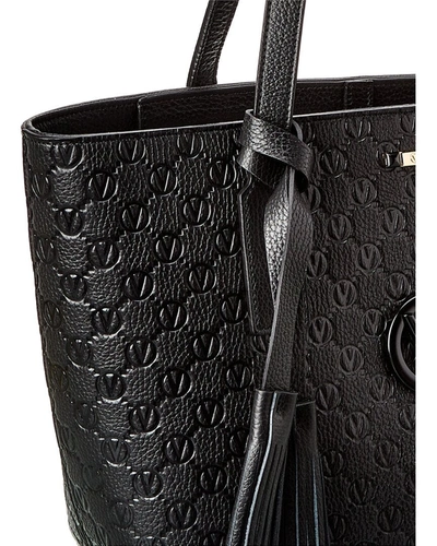 Shop Valentino By Mario Valentino Prince Dollaro Monogram Leather Tote In Black