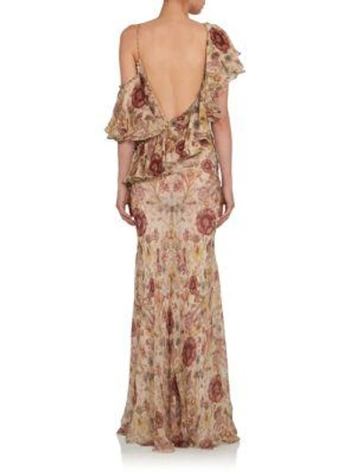 Shop Alexander Mcqueen Ruffled Silk Floral-print Gown In Multicolor