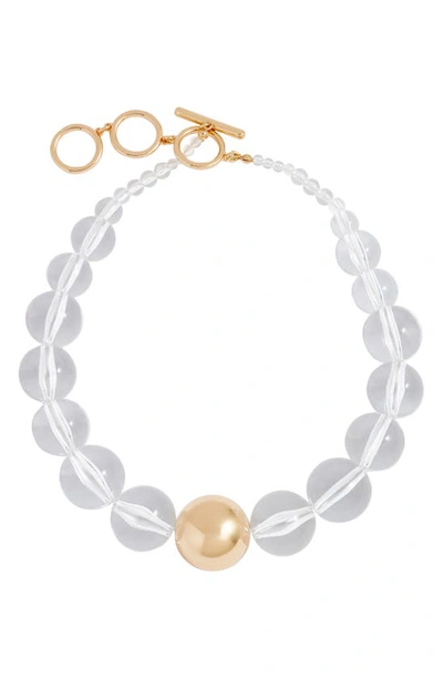 Open Edit Graduated Orb Necklace In Clear- Gold