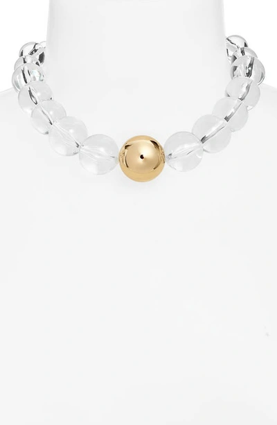 Open Edit Graduated Orb Necklace In Clear- Gold