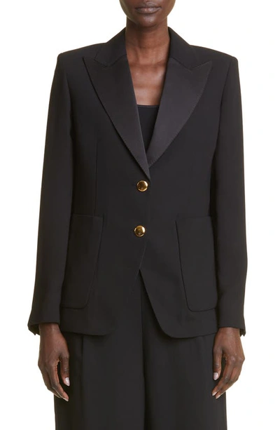 St John Satin Back Crepe Jacket In Black