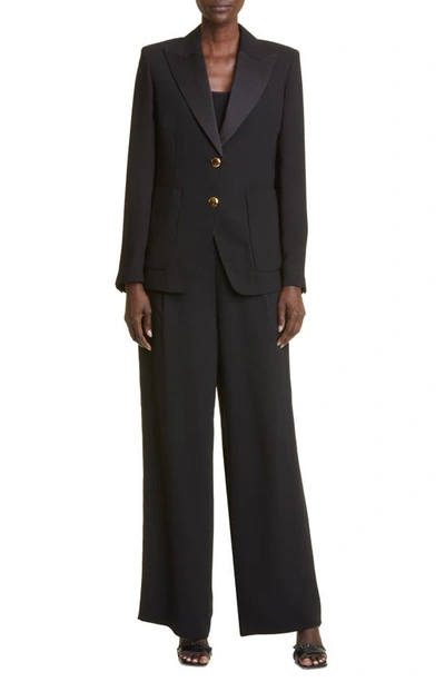 St John Satin Back Crepe Jacket In Black