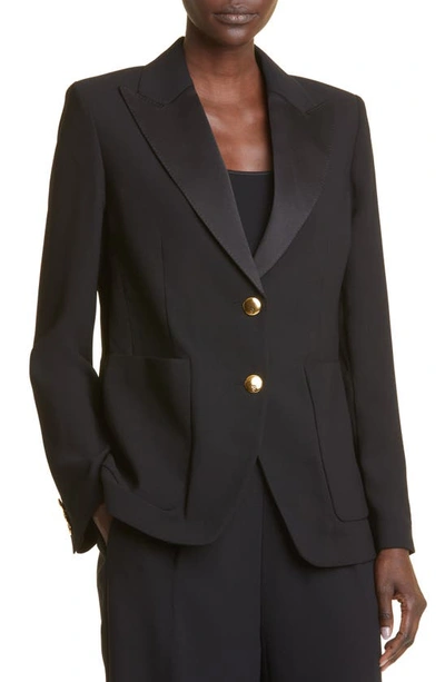 St John Satin Back Crepe Jacket In Black