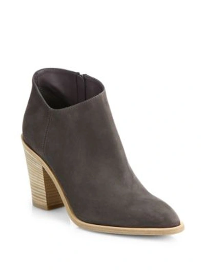 Vince Easton Leather Ankle Booties In Dark Smoke