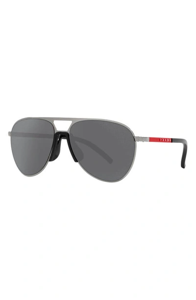 Shop Prada Linea Rossa 59mm Mirrored Pilot Sunglasses In Gunmetal