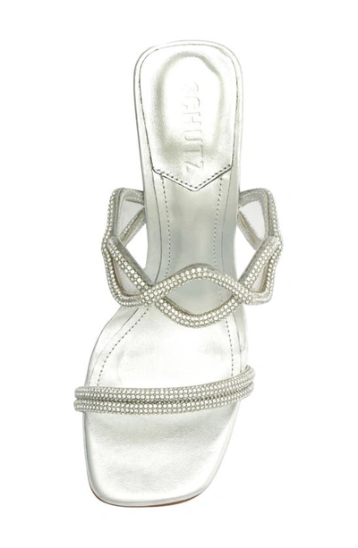 Shop Schutz Arabella Glam Embellished Slide Sandal In Cristal/ Prata