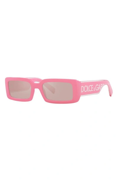 Shop Dolce & Gabbana 53mm Rectangular Sunglasses In Pink