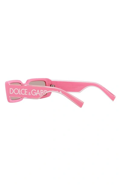 Shop Dolce & Gabbana 53mm Rectangular Sunglasses In Pink