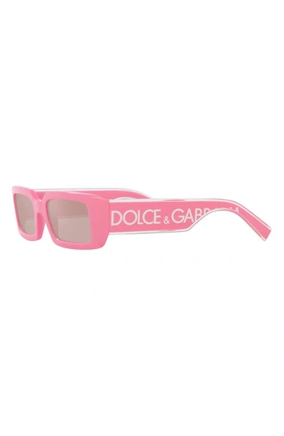 Shop Dolce & Gabbana 53mm Rectangular Sunglasses In Pink