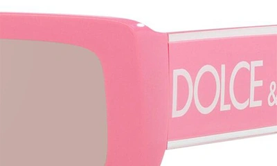 Shop Dolce & Gabbana 53mm Rectangular Sunglasses In Pink