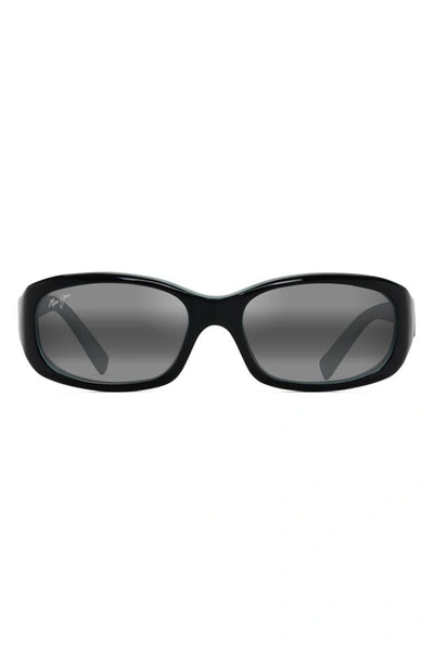 Shop Maui Jim Punchbowl 54mm Polarized Rectangular Sunglasses In Black W/ Blue