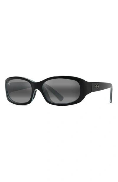 Shop Maui Jim Punchbowl 54mm Polarized Rectangular Sunglasses In Black W/ Blue