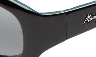 Maui Jim Punchbowl 54mm Polarized Rectangular Sunglasses In Black W/ Blue