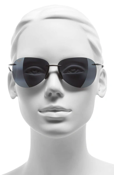 Shop Maui Jim Sugar Beach 62mm Polarized Round Sunglasses In Gloss Black/ Neutral Grey