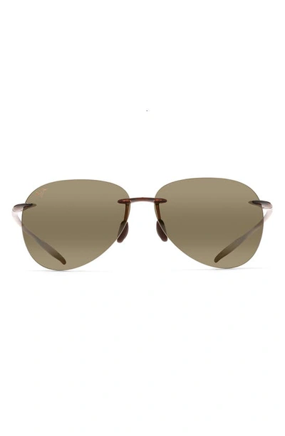 Maui Jim Sugar Beach 62mm Polarized Round Sunglasses In Rootbeer