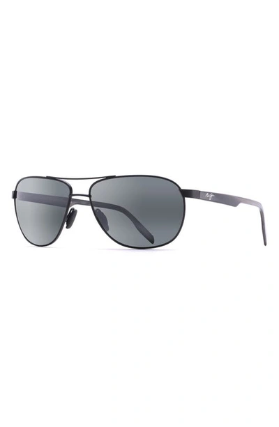 Shop Maui Jim Castles Polarizedplus®2 61mm Aviator Sunglasses In Matte Black