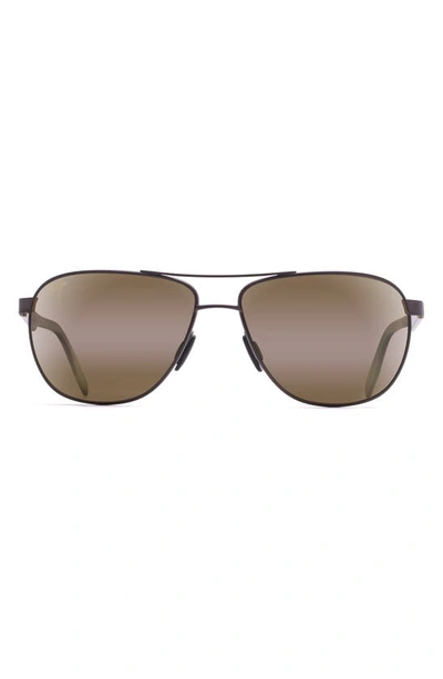 Shop Maui Jim Castles Polarizedplus®2 61mm Aviator Sunglasses In Matte Chocolate
