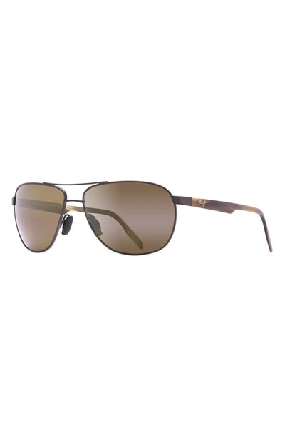 Maui Jim Castles Polarizedplus®2 61mm Aviator Sunglasses In Matte Chocolate