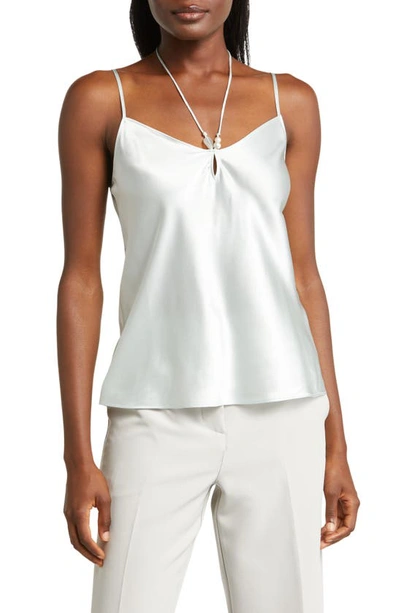 Shop Paige Arina Imitation Pearl Silk Camisole In Ice Flow