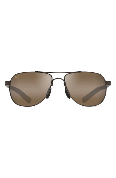 Shop Maui Jim Guardrails 56mm Polarizedplus2® Aviator Sunglasses In Copper/ Brown/ Tan