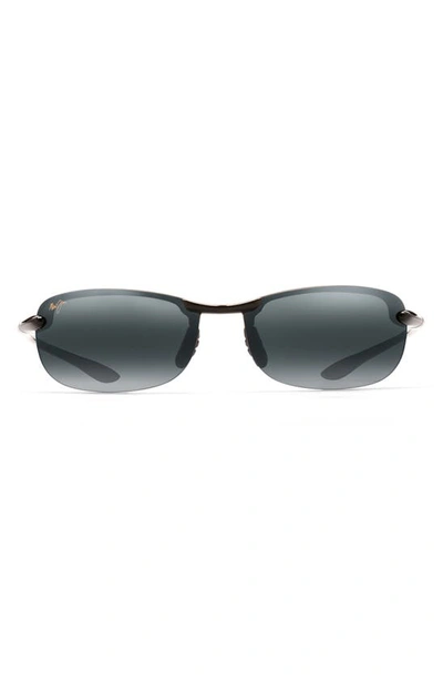 Shop Maui Jim Makaha 63mm Polarized Round Sunglasses In Black