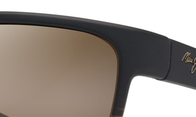 Shop Maui Jim Alenuihaha 64mm Polarized Sport Sunglasses In Stripe Dark Brown/ Bronze