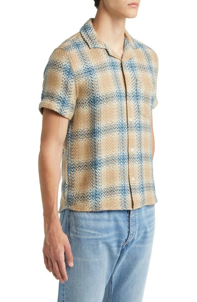 Shop Corridor Acid Plaid Short Sleeve Cotton Button-up Shirt In Taupe Plaid
