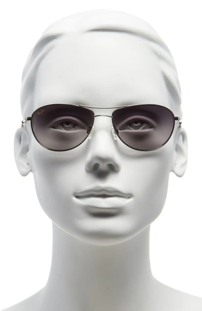 Shop Maui Jim Baby Beach 56mm Polarized Aviator Sunglasses In Silver/ Neutral Grey