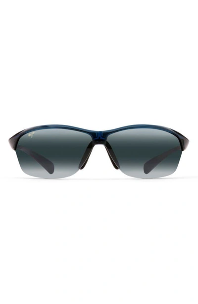 Shop Maui Jim Hot Sands 71mm Polarized Oversize Rectangular Sunglasses In Blue/ Neutral