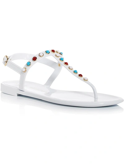 Shop Stuart Weitzman Charm Womens T-strap Slingback Jelly Sandals In White