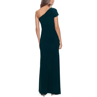 Shop Betsy & Adam Womens One Shoulder Ruched Evening Dress In Green